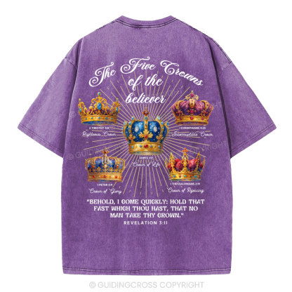 The Five Crowns of the Believer Christian Washed T-Shirt