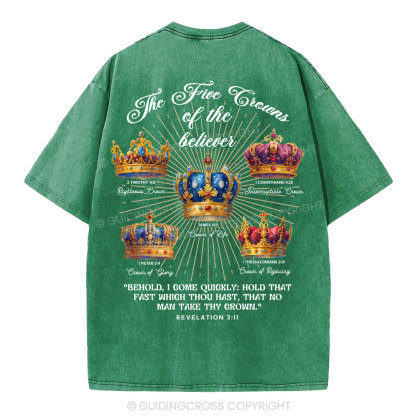 The Five Crowns of the Believer Christian Washed T-Shirt