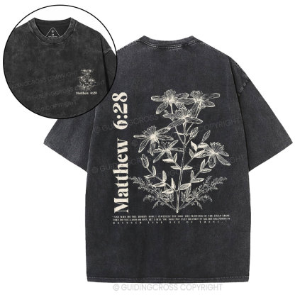 The Flowers Of THe Field Grow Christian Washed T-Shirt