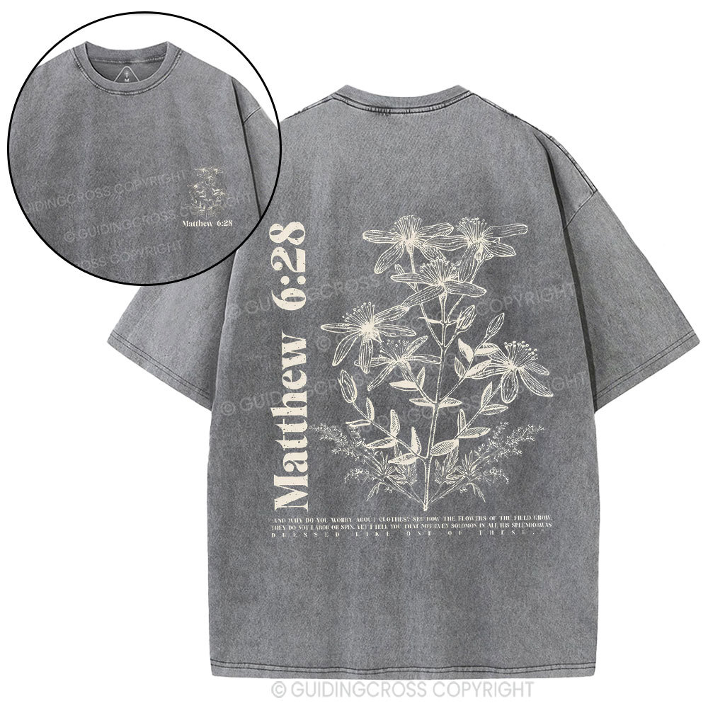 The Flowers Of THe Field Grow Christian Washed T-Shirt