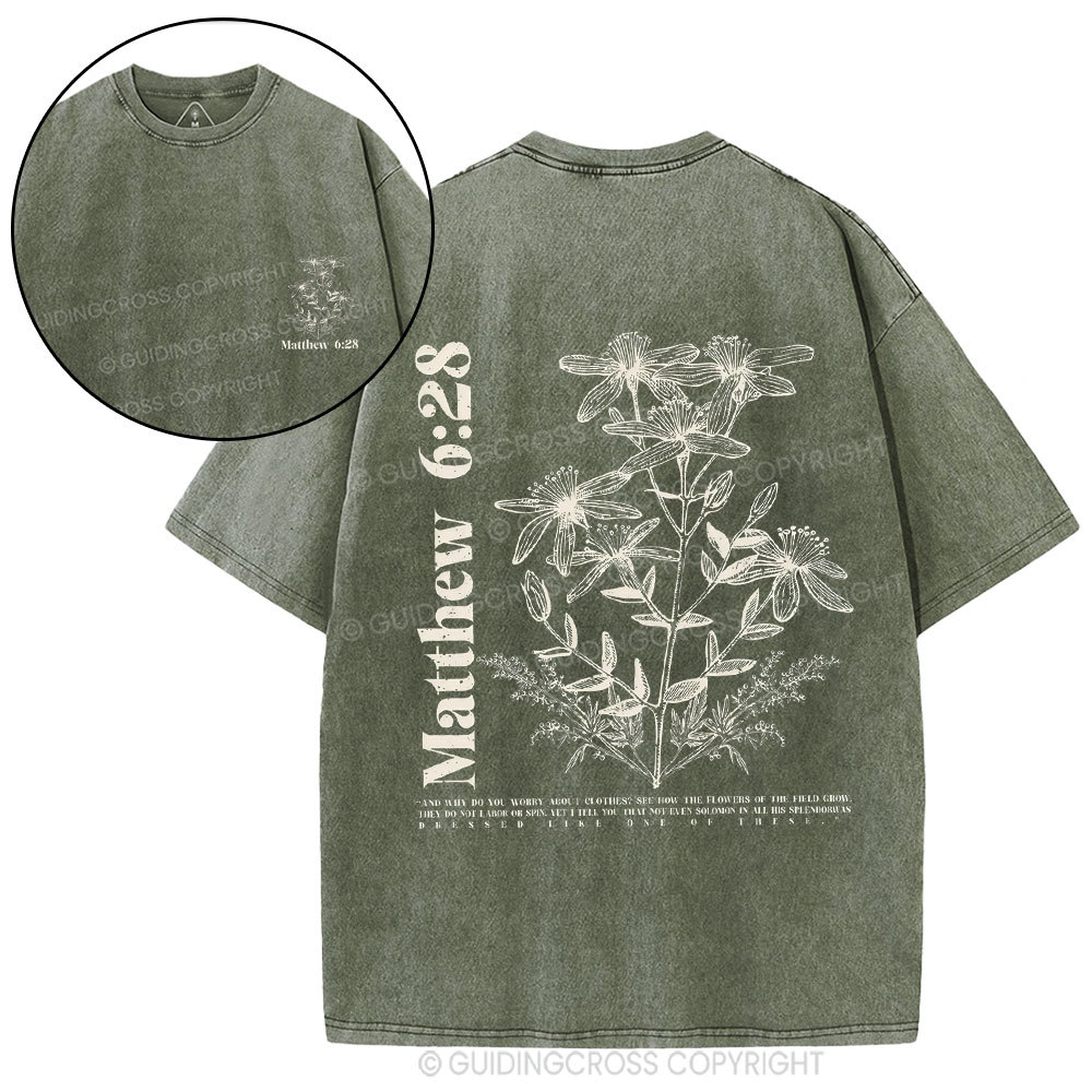 The Flowers Of THe Field Grow Christian Washed T-Shirt