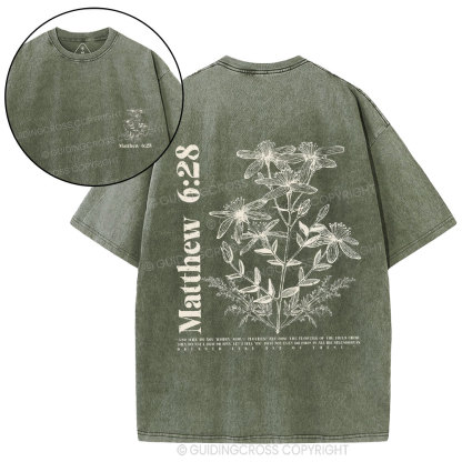 The Flowers Of THe Field Grow Christian Washed T-Shirt