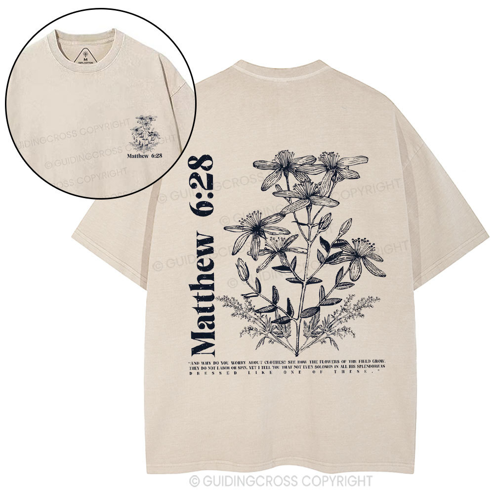 The Flowers Of THe Field Grow Christian Washed T-Shirt