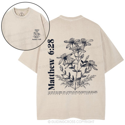 The Flowers Of THe Field Grow Christian Washed T-Shirt