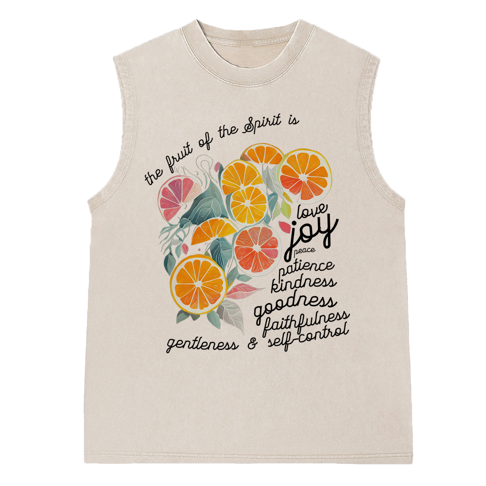 The Fruit Of The Spirit Is Love Christian Washed Sleeveless Tee