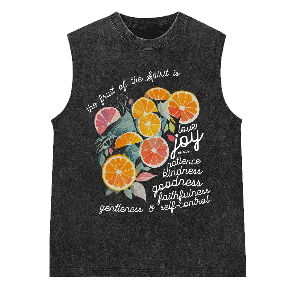The Fruit Of The Spirit Is Love Christian Washed Sleeveless Tee