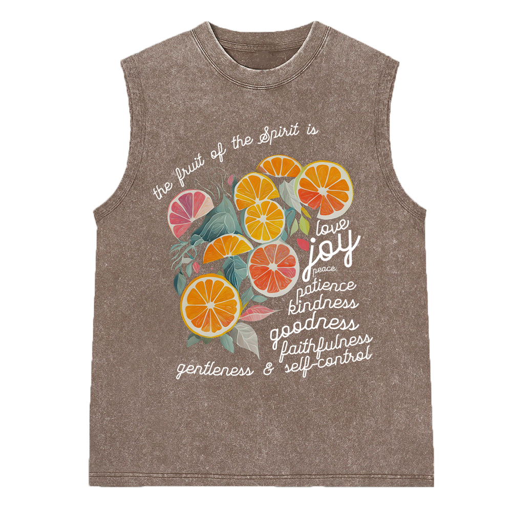 The Fruit Of The Spirit Is Love Christian Washed Sleeveless Tee