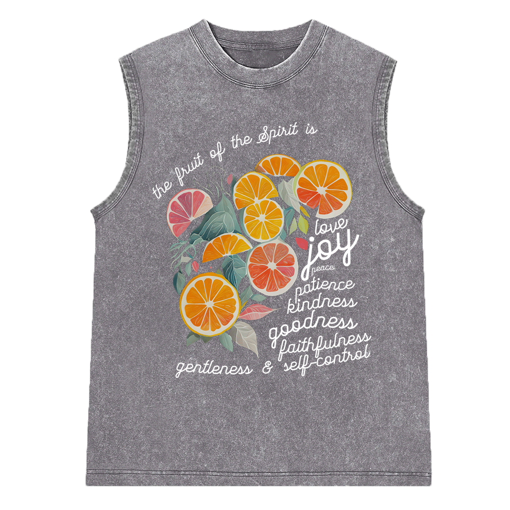 The Fruit Of The Spirit Is Love Christian Washed Sleeveless Tee