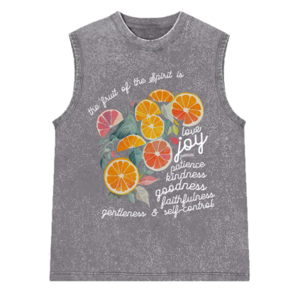 The Fruit Of The Spirit Is Love Christian Washed Sleeveless Tee