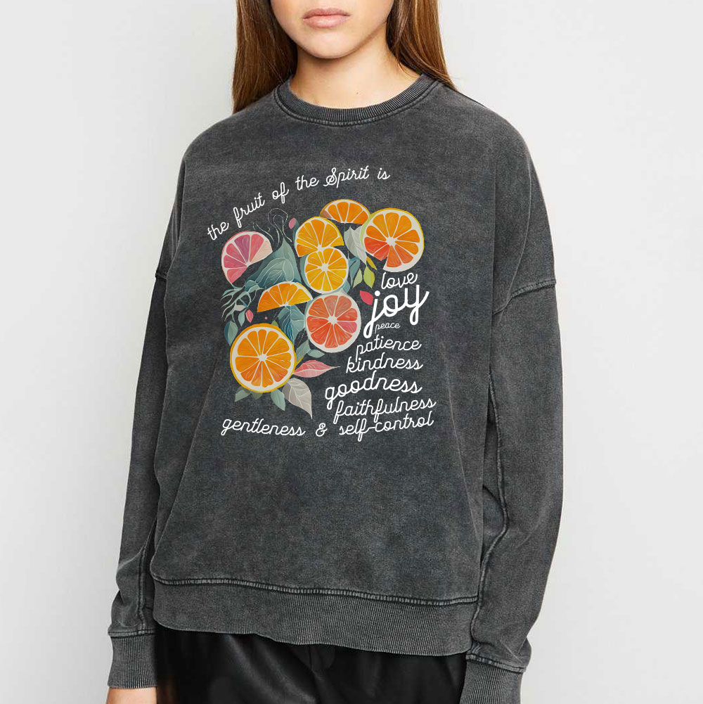 The Fruit Of The Spirit Is Love Christian Washed Sweatshirt