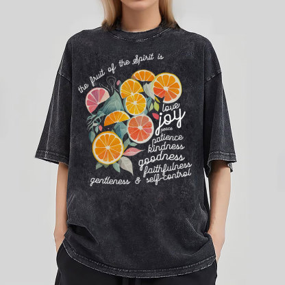 The Fruit Of The Spirit Is Love Christian Washed T-Shirt