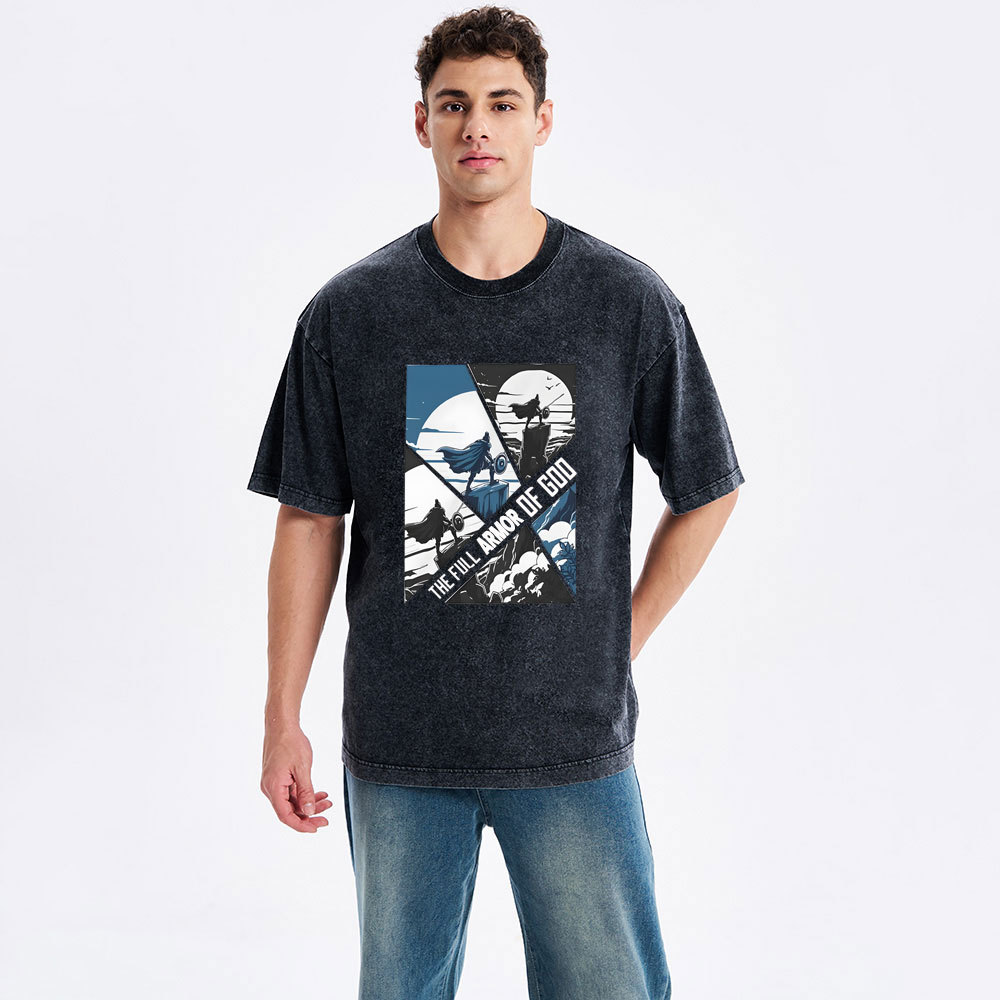 The Full Armor Of God Christian Washed T-Shirt