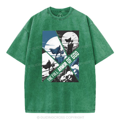 The Full Armor Of God Christian Washed T-Shirt