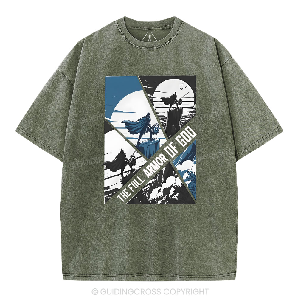 The Full Armor Of God Christian Washed T-Shirt