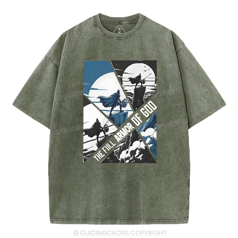 The Full Armor Of God Christian Washed T-Shirt