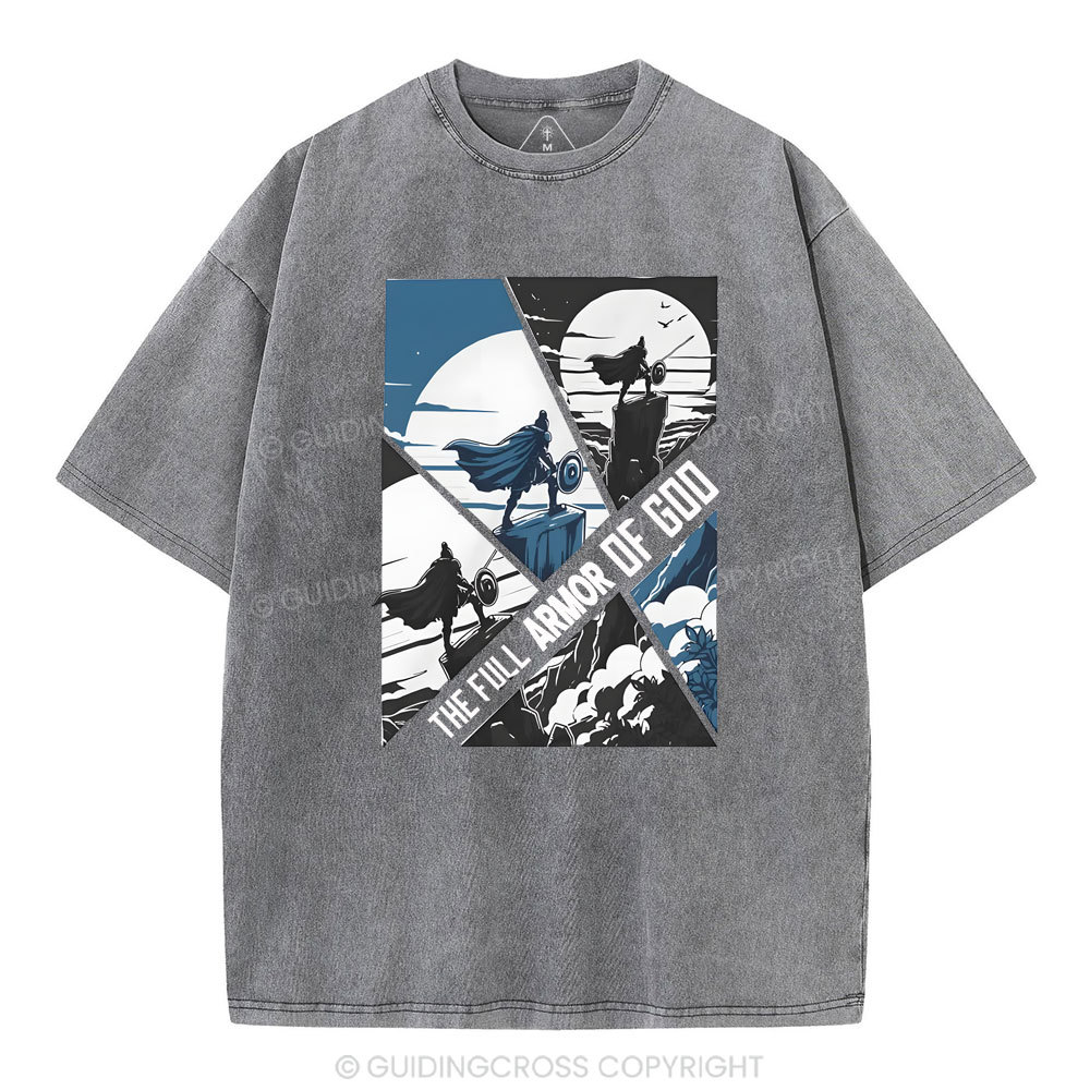 The Full Armor Of God Christian Washed T-Shirt