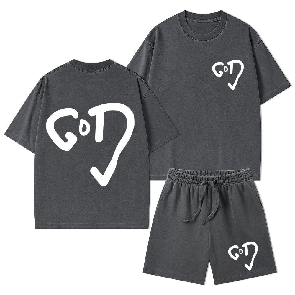 The God Christian Washed T-Shirt & Shorts