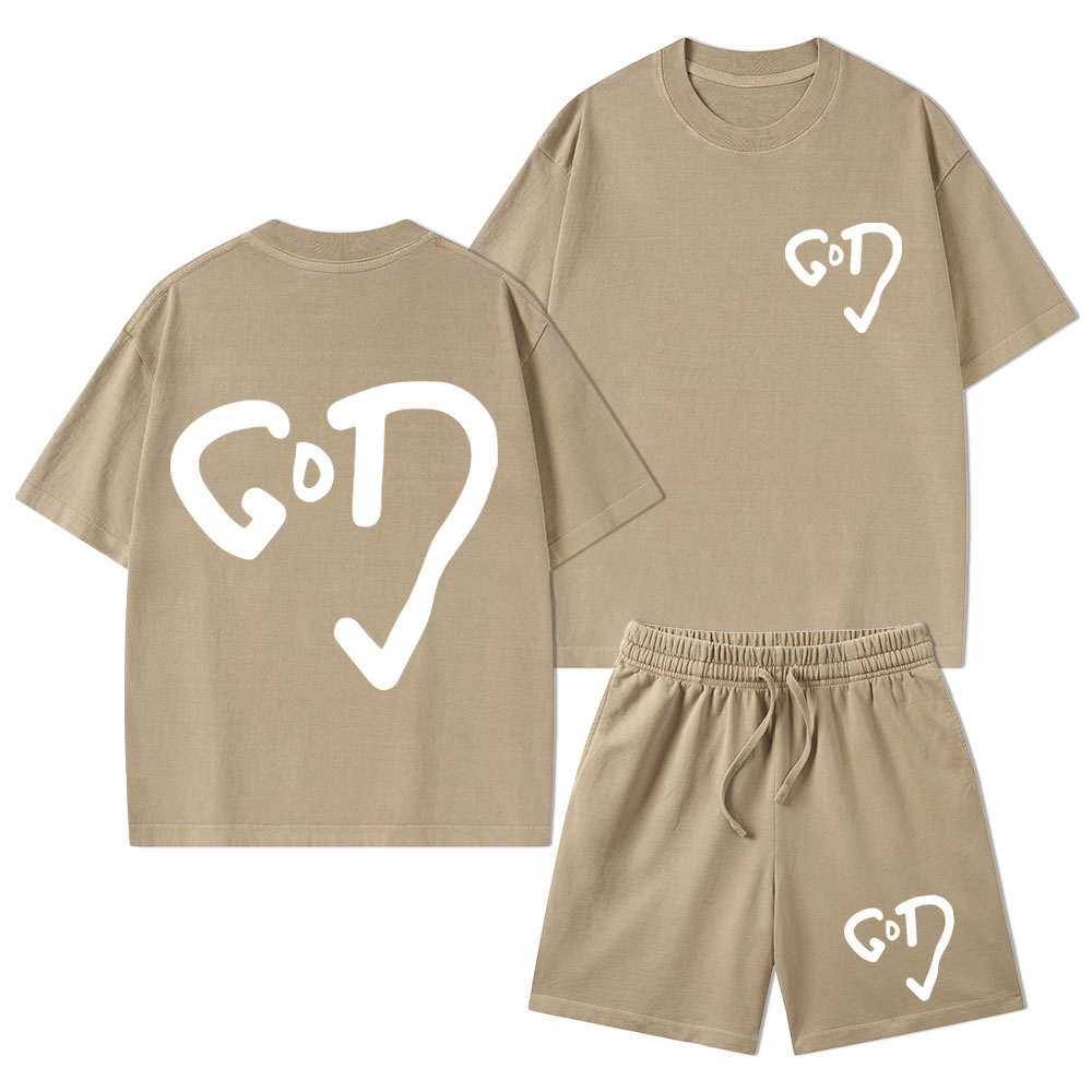 The God Christian Washed T-Shirt & Shorts