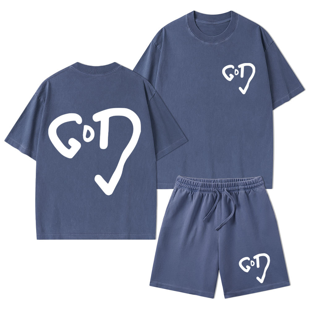 The God Christian Washed T-Shirt & Shorts