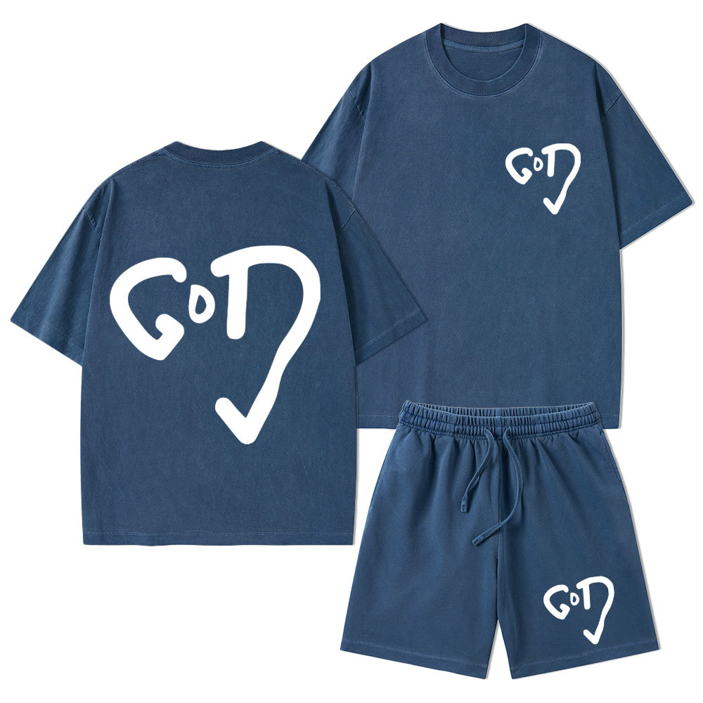 The God Christian Washed T-Shirt & Shorts