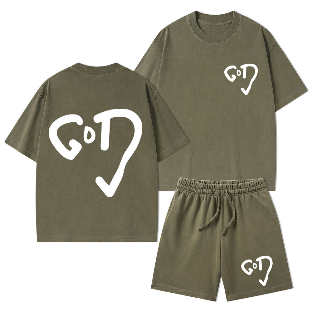 The God Christian Washed T-Shirt & Shorts