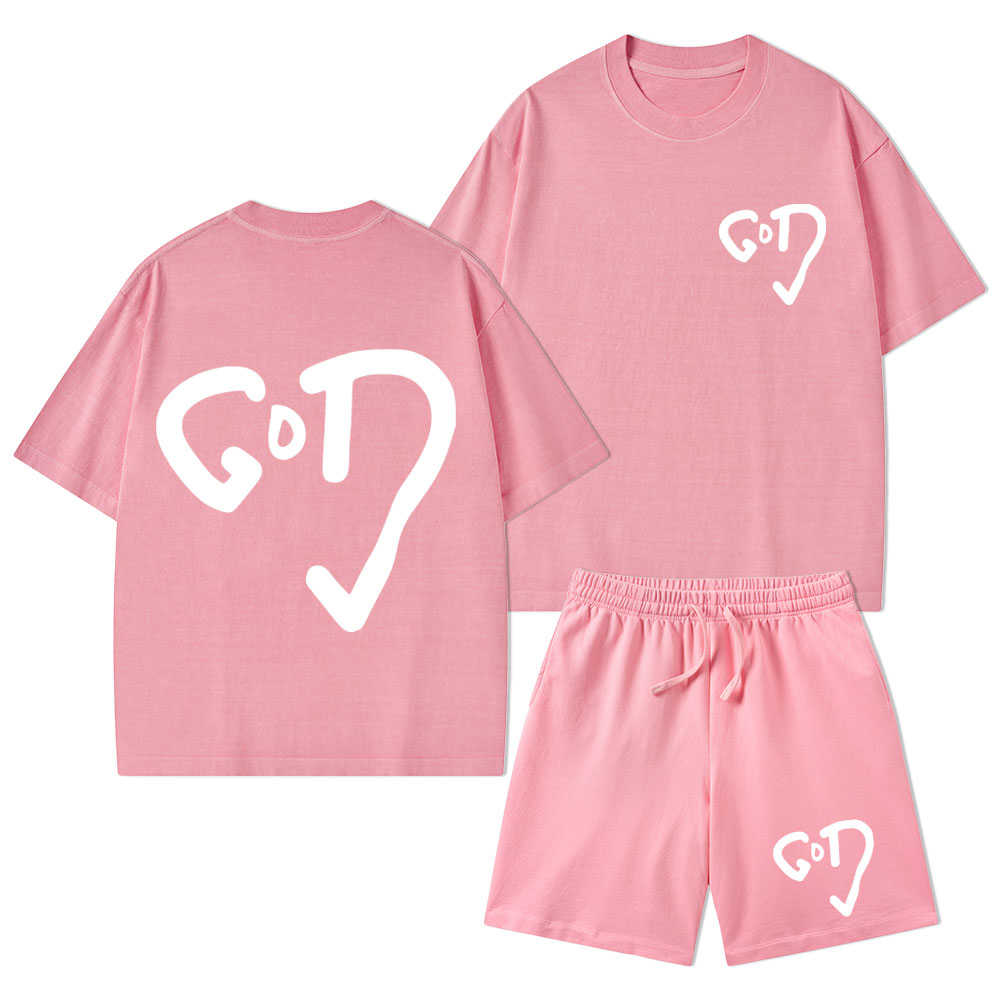 The God Christian Washed T-Shirt & Shorts