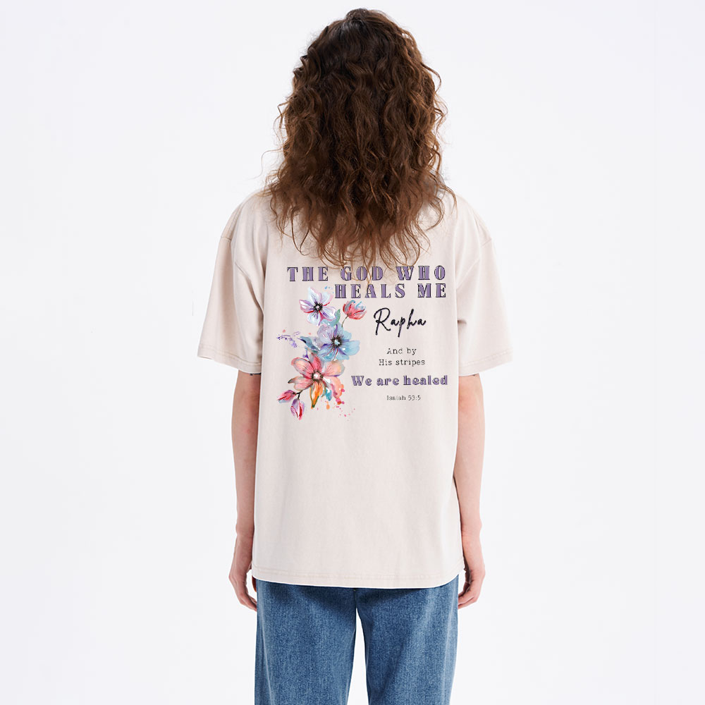 The God Who Heals Me Christian Washed T-Shirt
