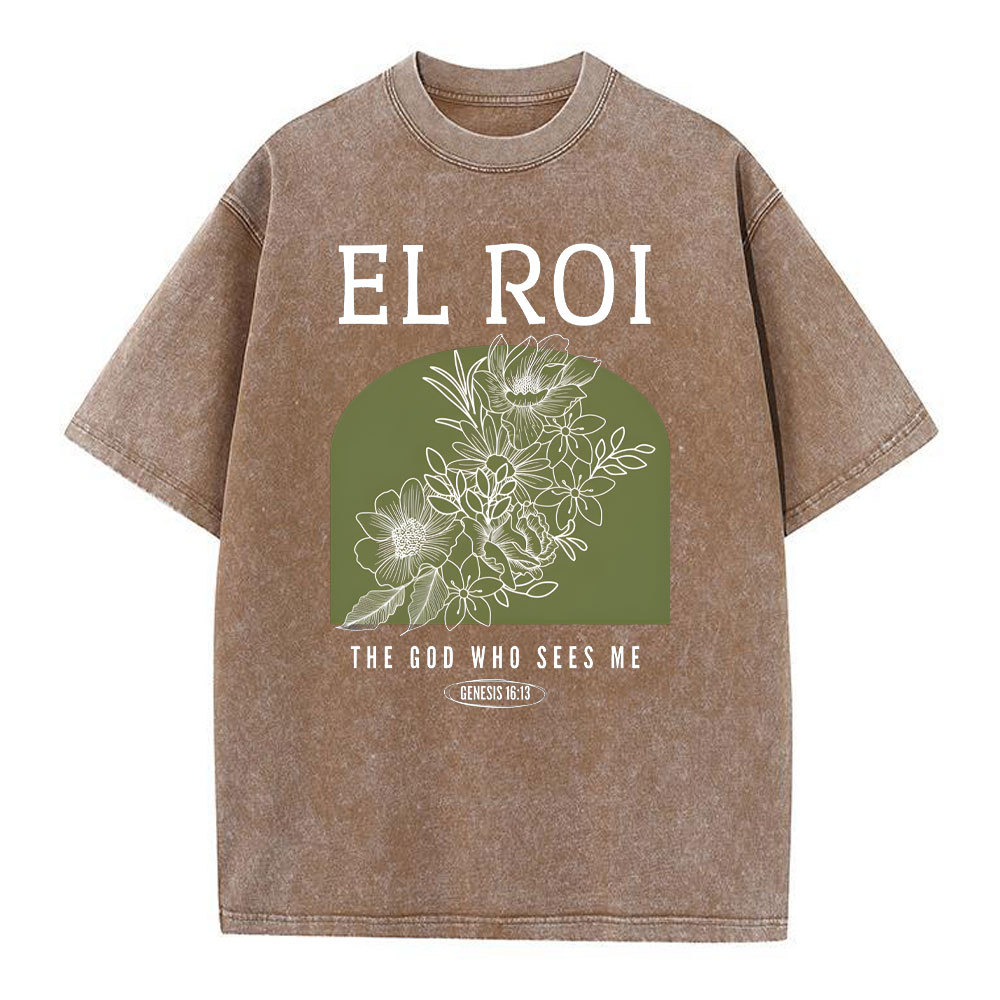 The God Who Sees Me Christian Washed T-Shirt