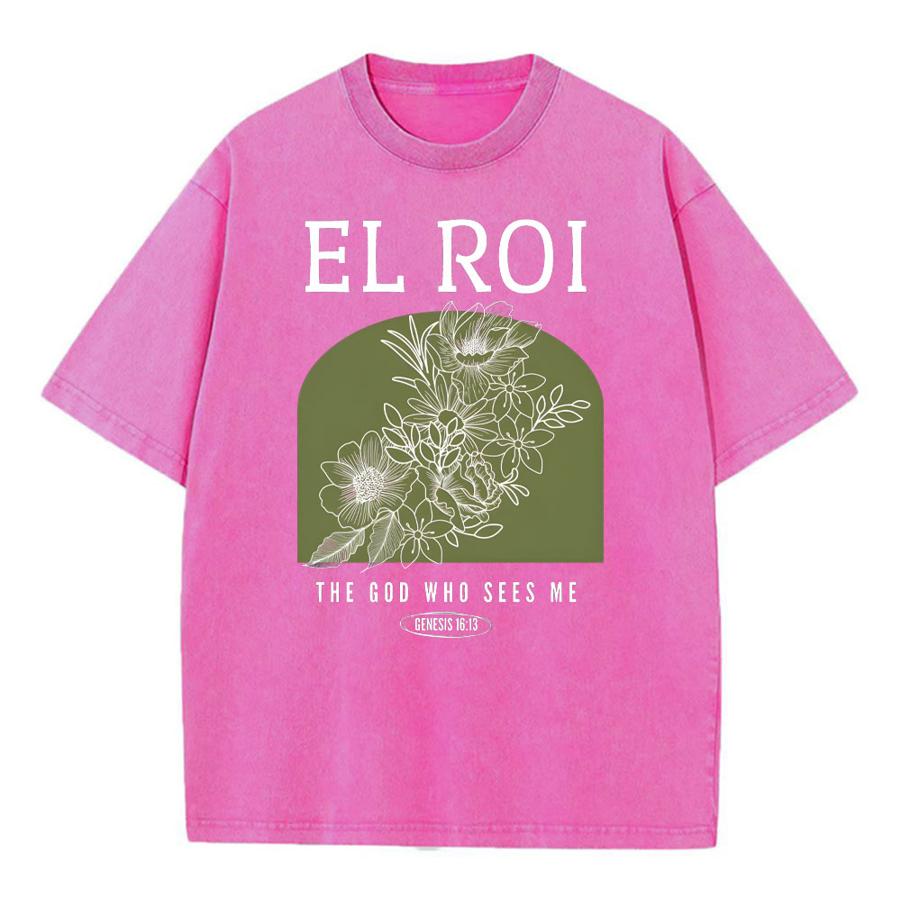 The God Who Sees Me Christian Washed T-Shirt