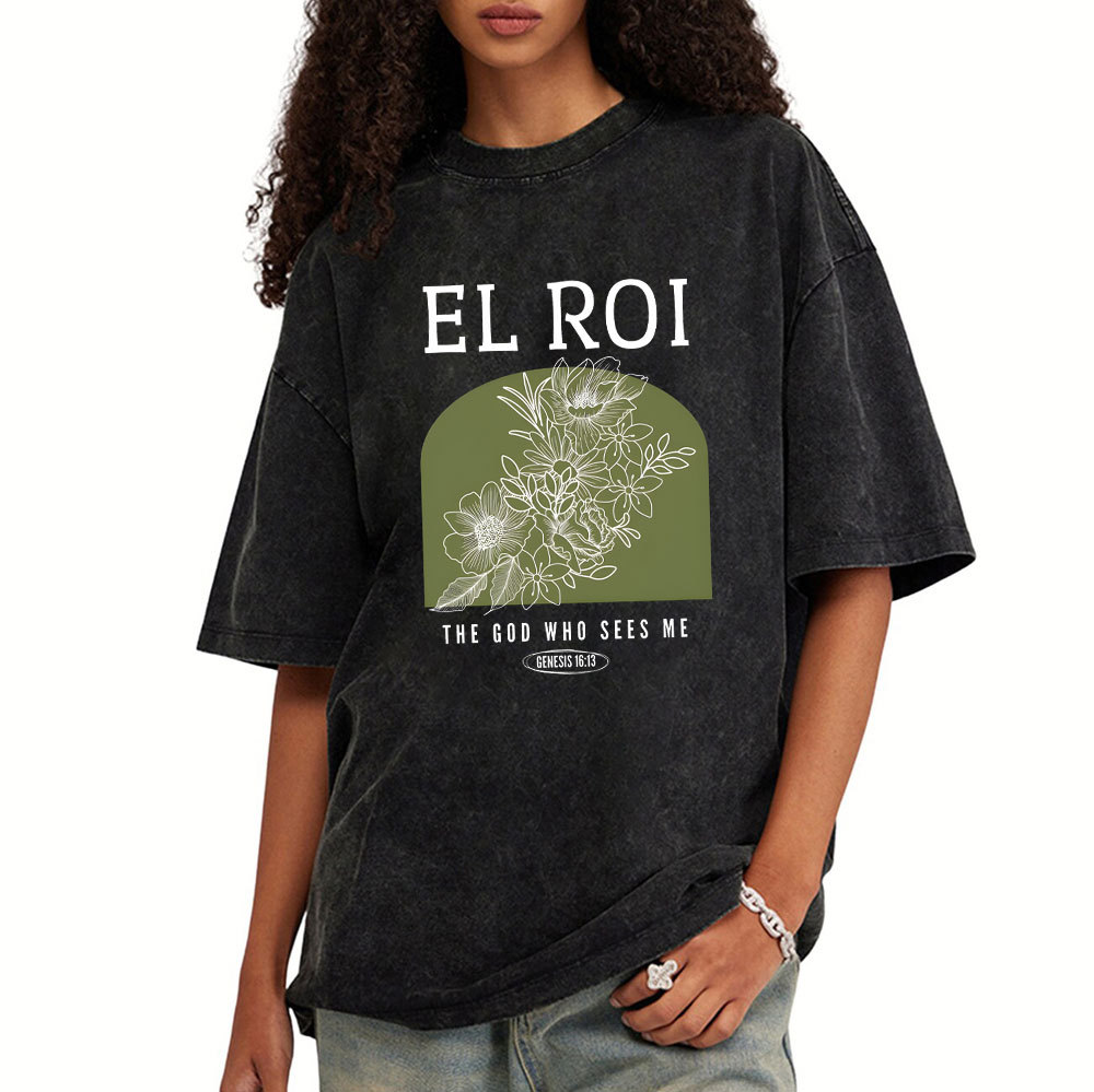 The God Who Sees Me Christian Washed T-Shirt