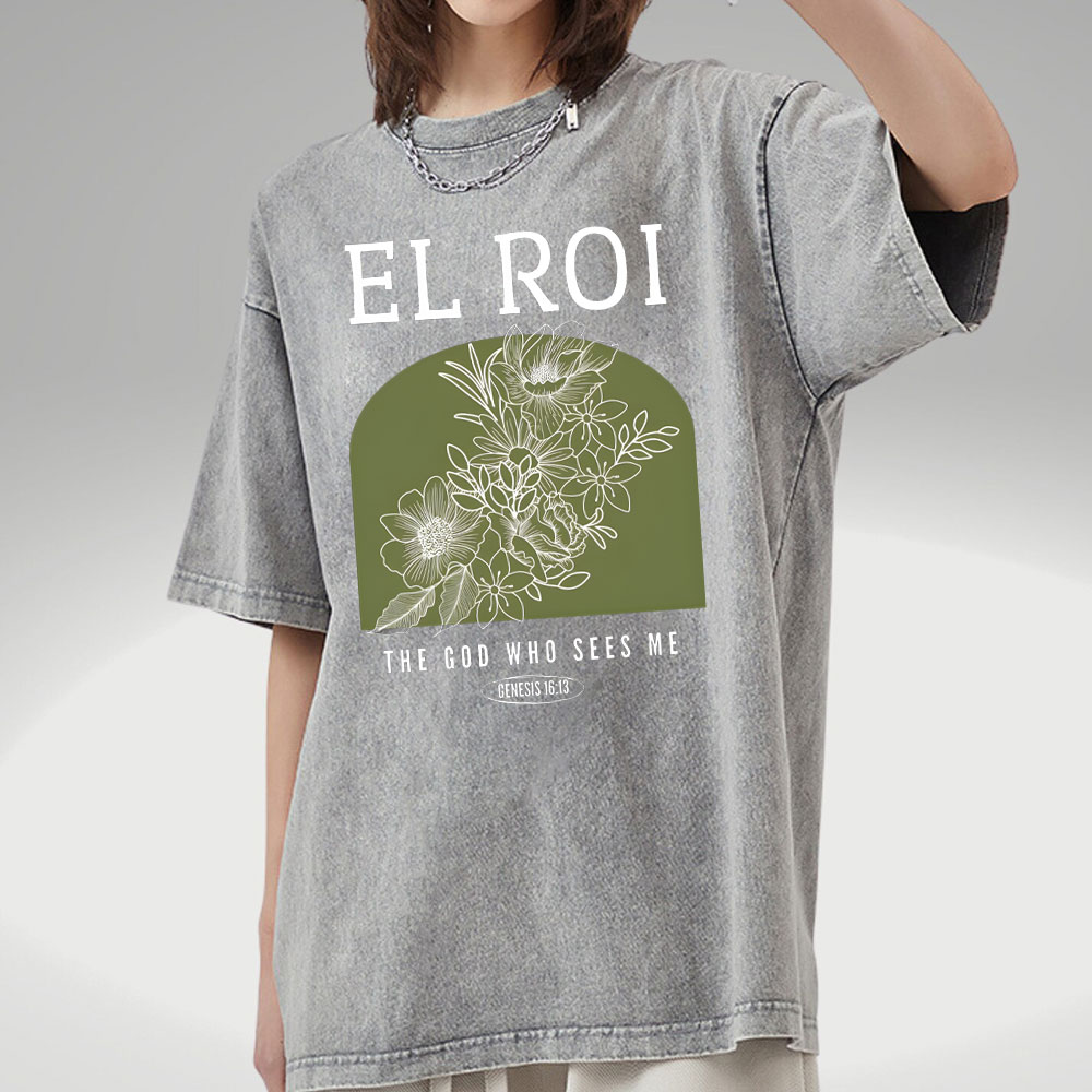 The God Who Sees Me Christian Washed T-Shirt