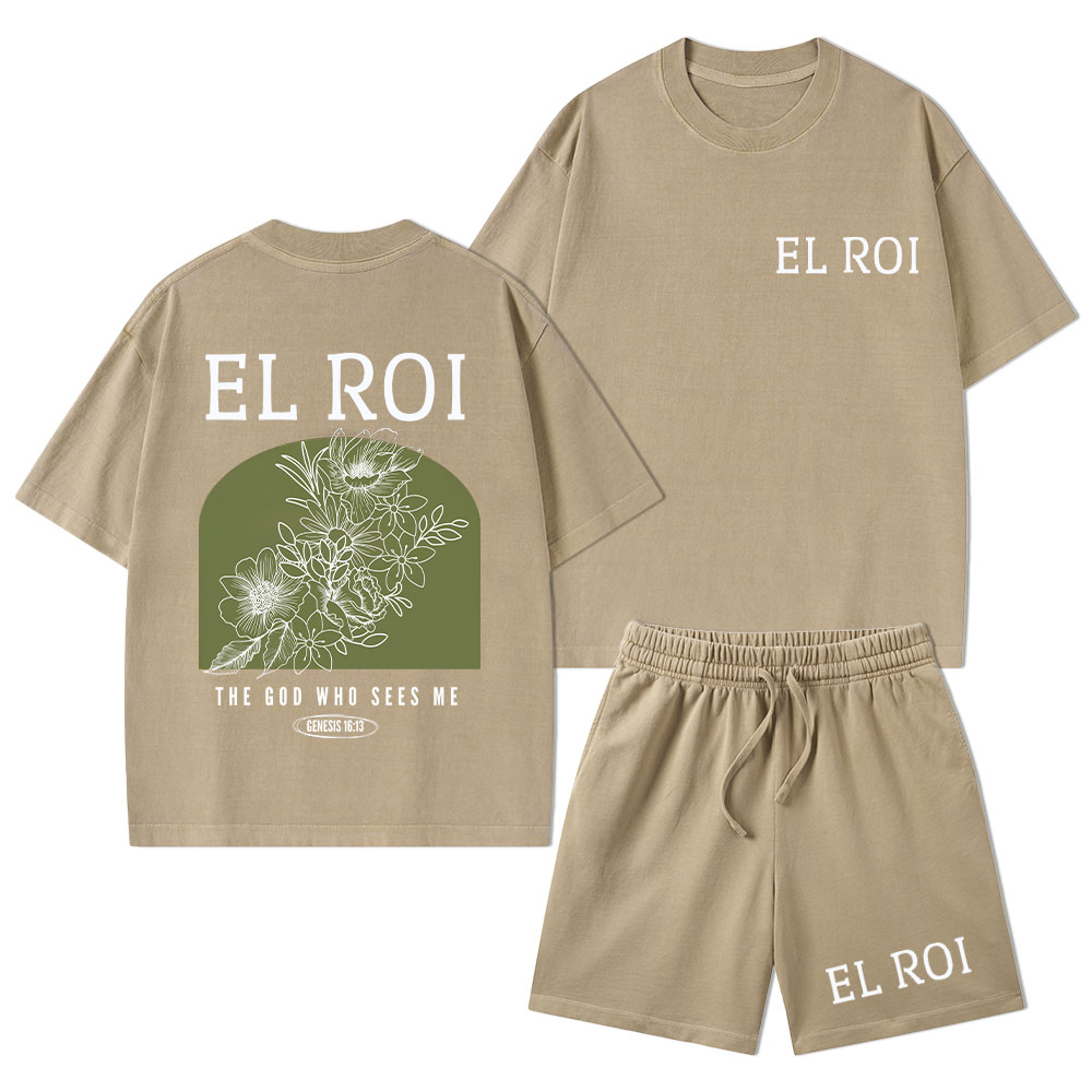 The God Who Sees Me Christian Washed T-Shirt & Shorts