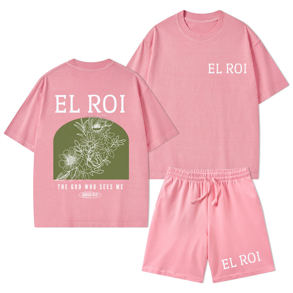 The God Who Sees Me Christian Washed T-Shirt & Shorts