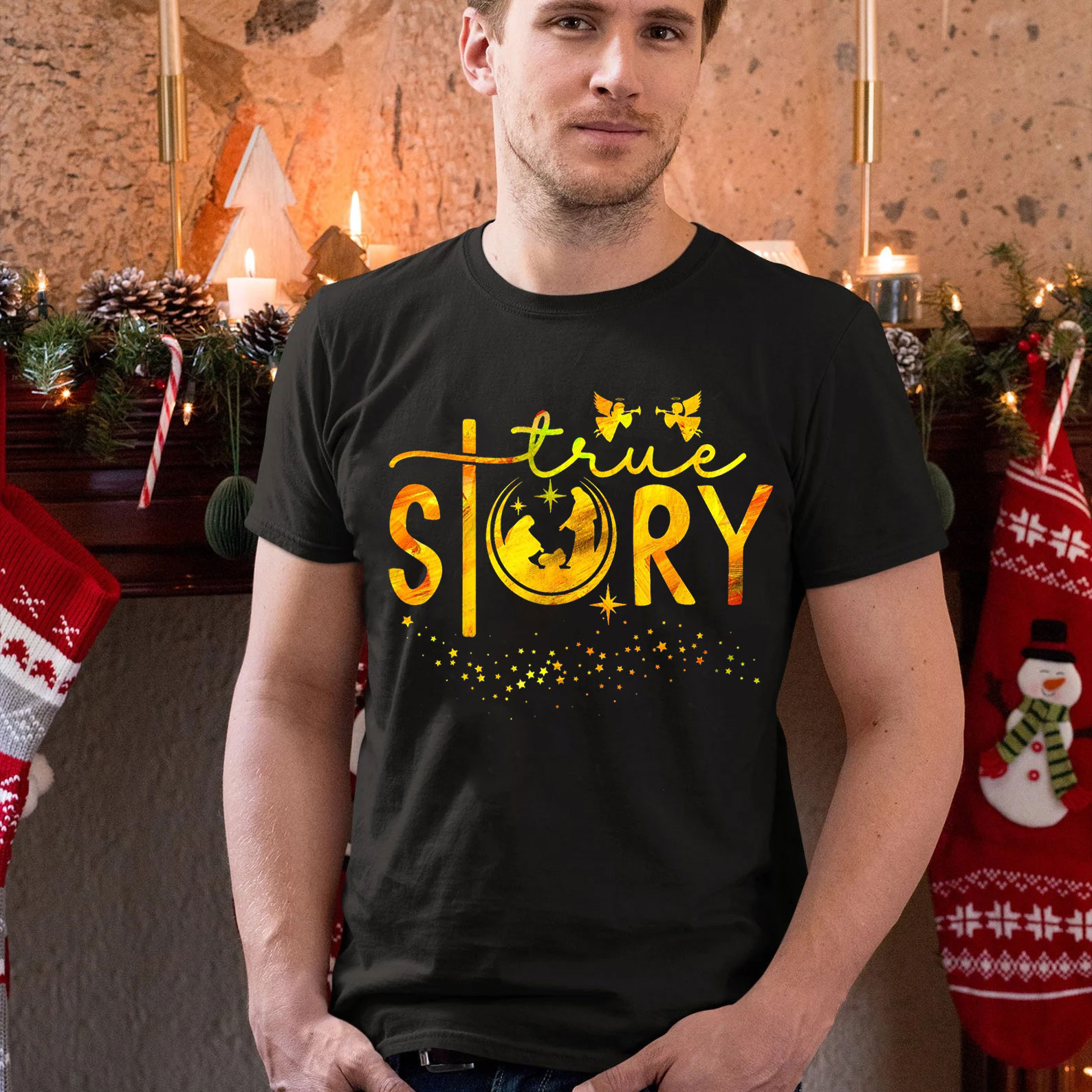 The Gold True Story Christian Christmas T-Shirt