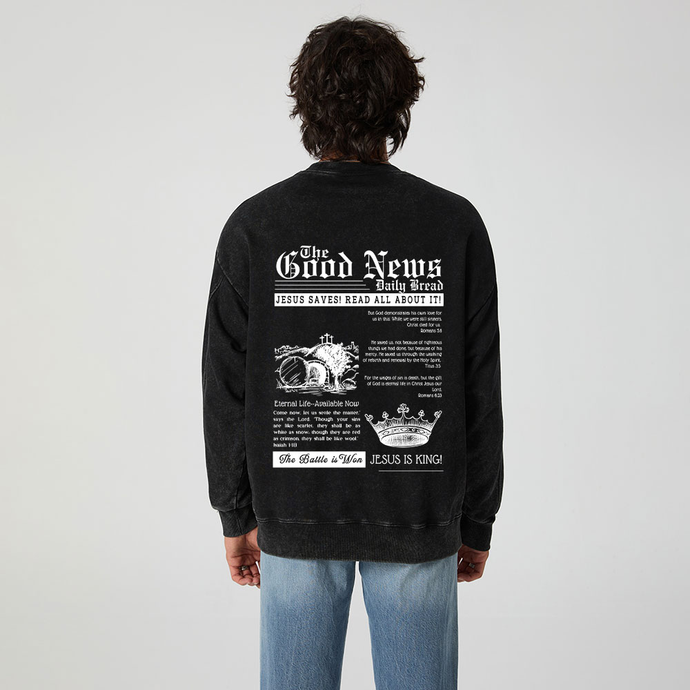 The Good News Christian Washed Sweatshirt