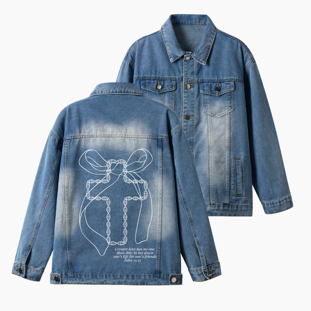 The Greater Love Christian Denim Jacket