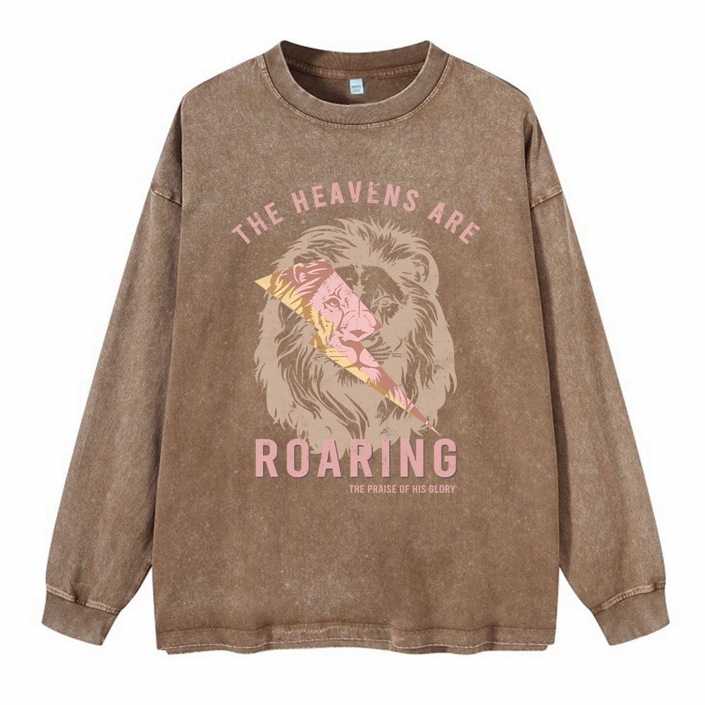 The Heavens Are Roaring Christian Washed Long Sleeve T-Shirt
