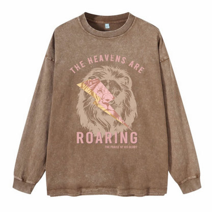 The Heavens Are Roaring Christian Washed Long Sleeve T-Shirt