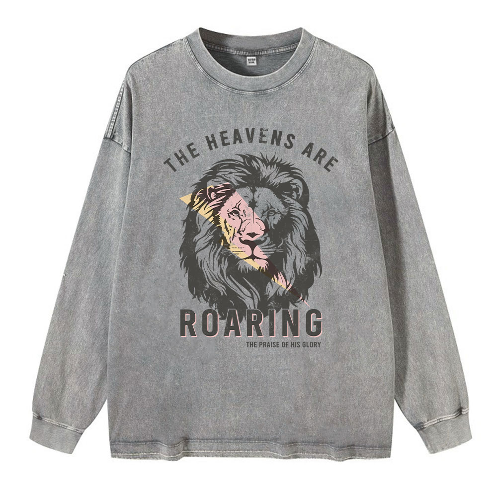 The Heavens Are Roaring Christian Washed Long Sleeve T-Shirt