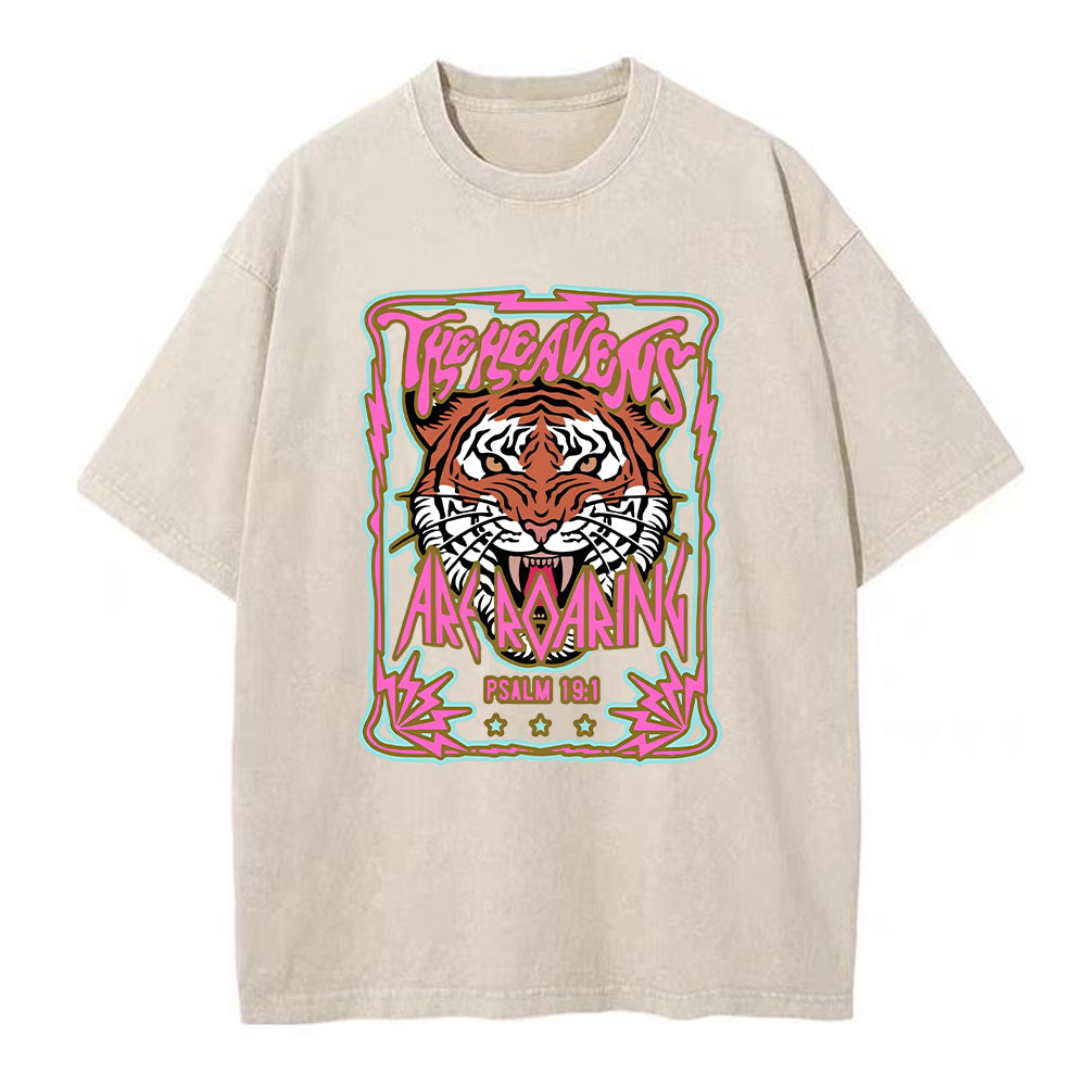 The Heavens Are Roaring Christian Washed T-Shirt Sale-GuidingCross