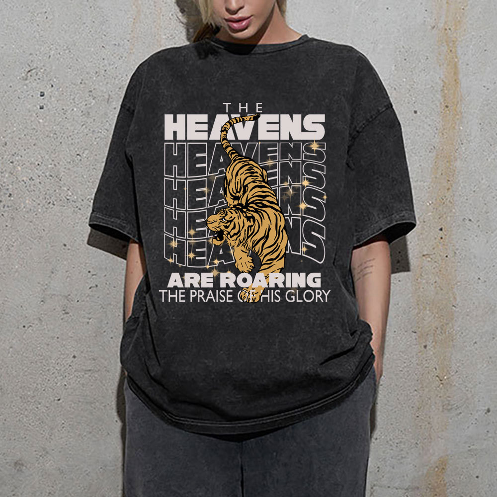 The Heavens Are Roaring Christian Washed T-Shirt