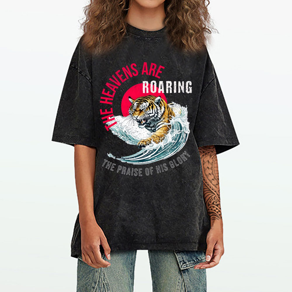 The Heavens Are Roaring Christian Washed T-Shirt