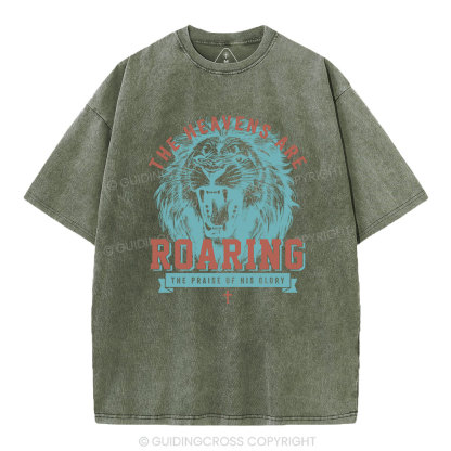 The Heavens Are  Roaring Chrsitian Washed T-Shirt