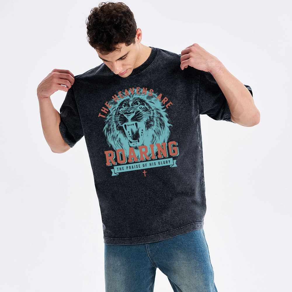 The Heavens Are  Roaring Chrsitian Washed T-Shirt