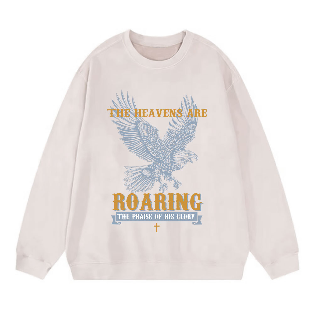 The Heavens Are Roaring Eagle Christian Washed Sweatshirt