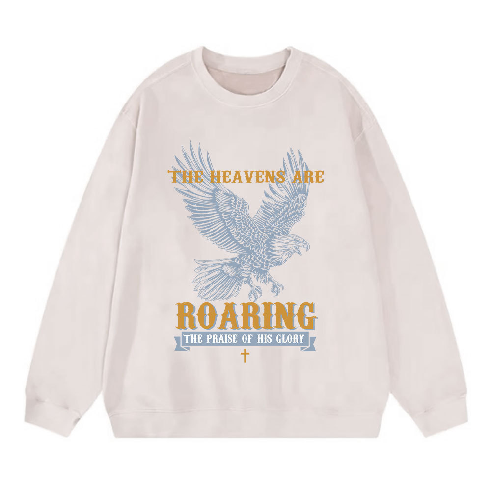 The Heavens Are Roaring Eagle Christian Washed Sweatshirt