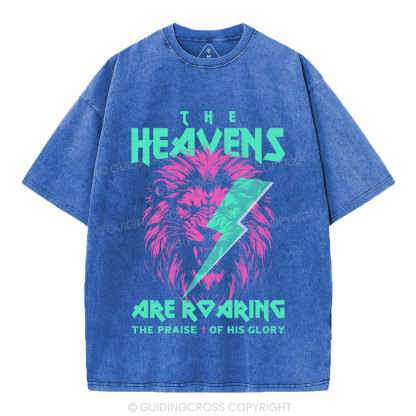 The Heavens Are Roaring Lion Christian Washed T-Shirt