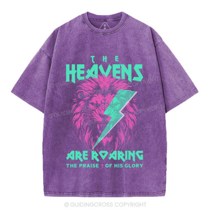 The Heavens Are Roaring Lion Christian Washed T-Shirt
