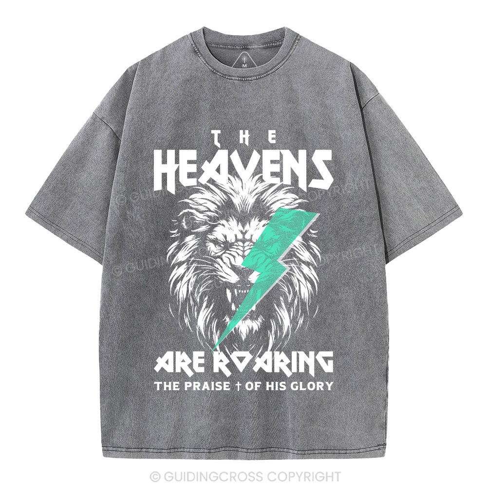 The Heavens Are Roaring Lion Christian Washed T-Shirt