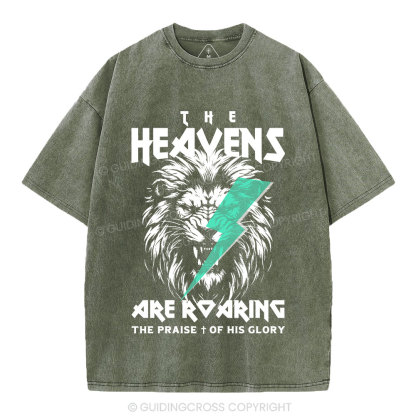 The Heavens Are Roaring Lion Christian Washed T-Shirt